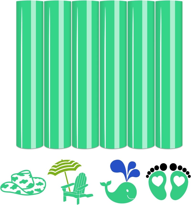 Tintnut Biscay Green Color Heat Transfer Vinyl -6 Sheets 12"x10" Bright Color Iron on Vinyl for T-Shirts Clothing Bags HTV Vinyl for All Cutting Machine - Image 1